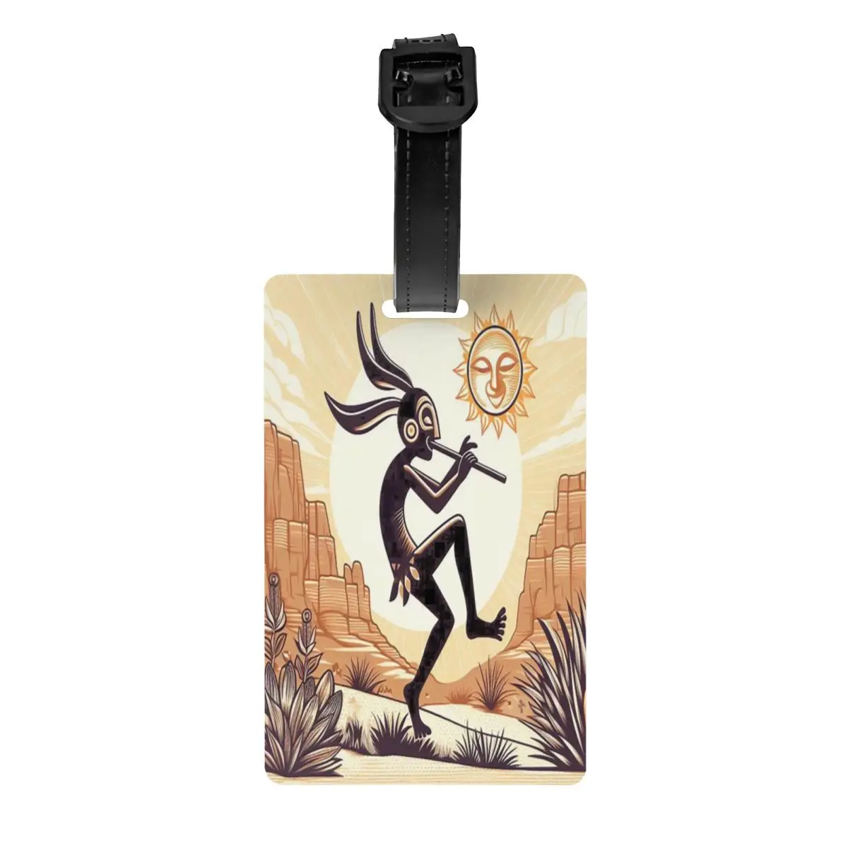 

Custom African Tribal Native American Kokopelli Luggage Tag Privacy Protection Baggage Tags Travel Bag Labels Suitcase