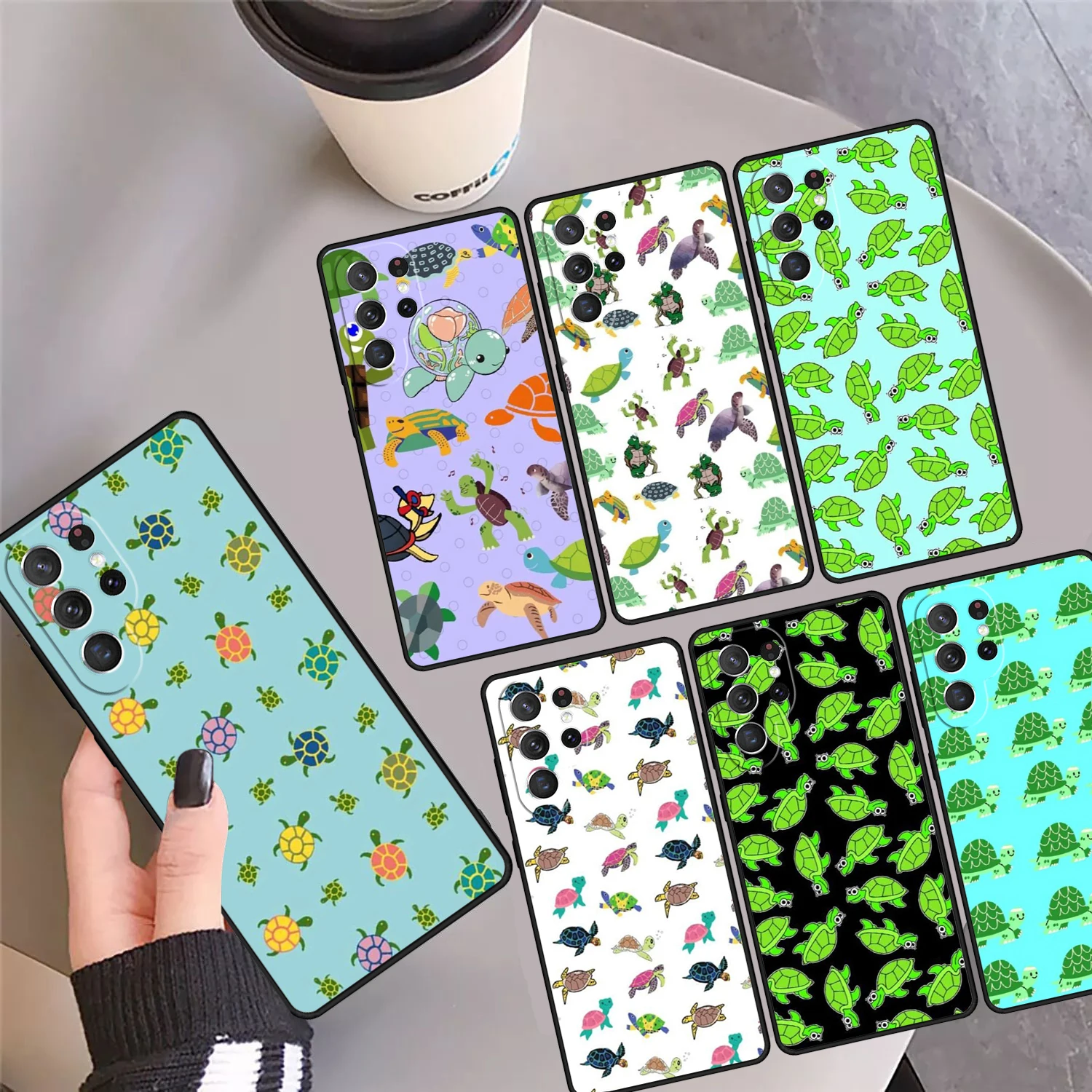 

Чехол для телефона с милыми мультяшными черепахами, чехол для Samsung Galaxy S24 S25 Ultra S23 S22 Plus S21 FE S20 Note 10 20 Pro