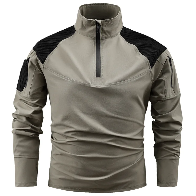 Zipper Tactical Frog Suit Jacket Men Outdoor Stretch Military Stand Collar Multi-Pocket Long Sleeve Sweatshirt Tracksuit Hoodies