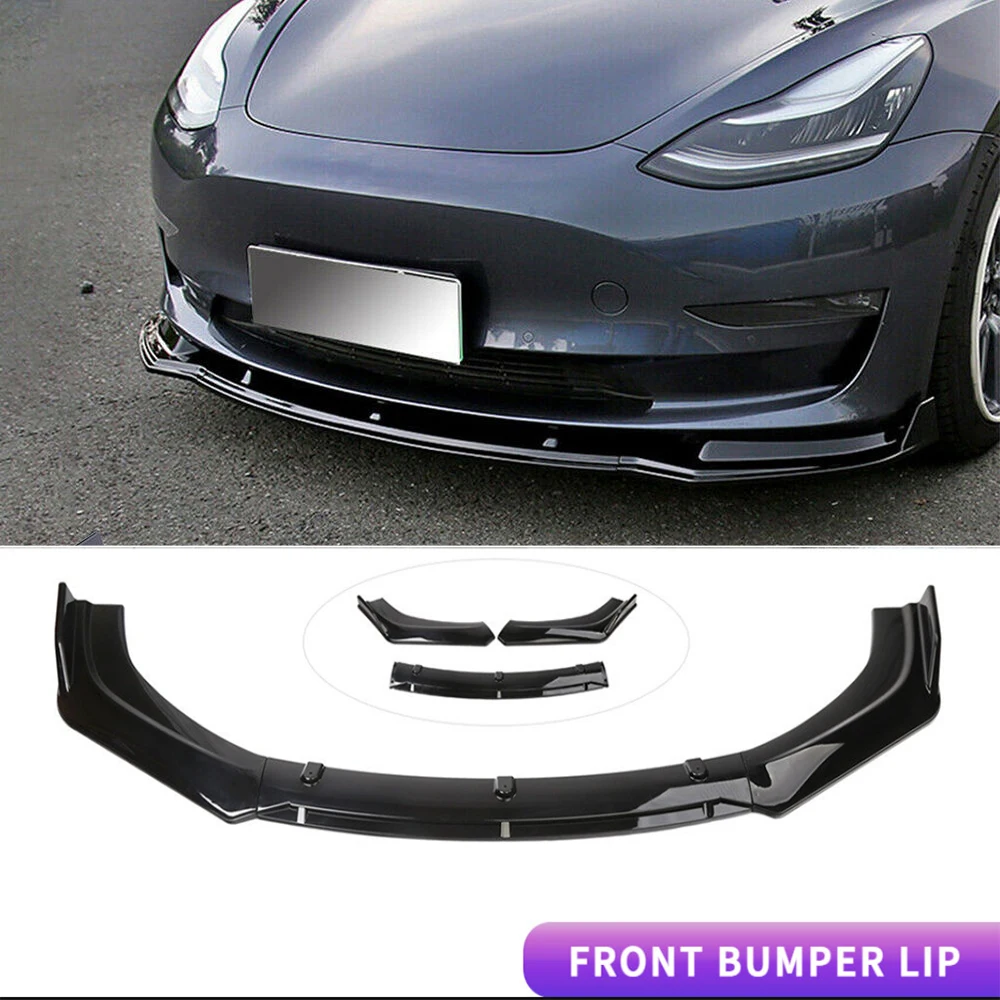 LAICY For Tesla Model 3 2017-2020 Car Front Bumper Lip Splitter Body Kit Chin Spoiler Anti Scratch Diffuser Lip Trim Dam