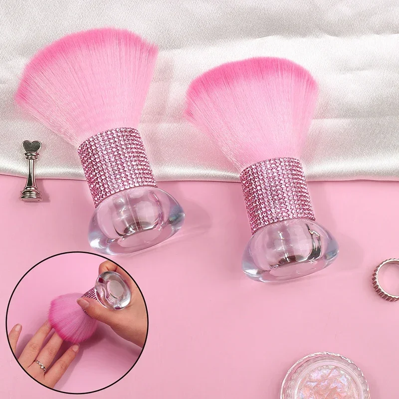 Brosse anti-poussière pour ongles à tête de champignon en diamant, outil multifonctionnel pour Nail Art, fard à joues en poudre, maquillage et nettoyage