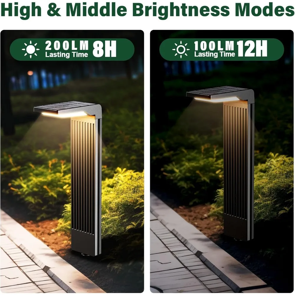 Solar Path Lights for Outdoor, Impermeável, Warm and Cool Walkway Lights, Brilhante, 60LED, Outside Pathway Lights, Pacote 4