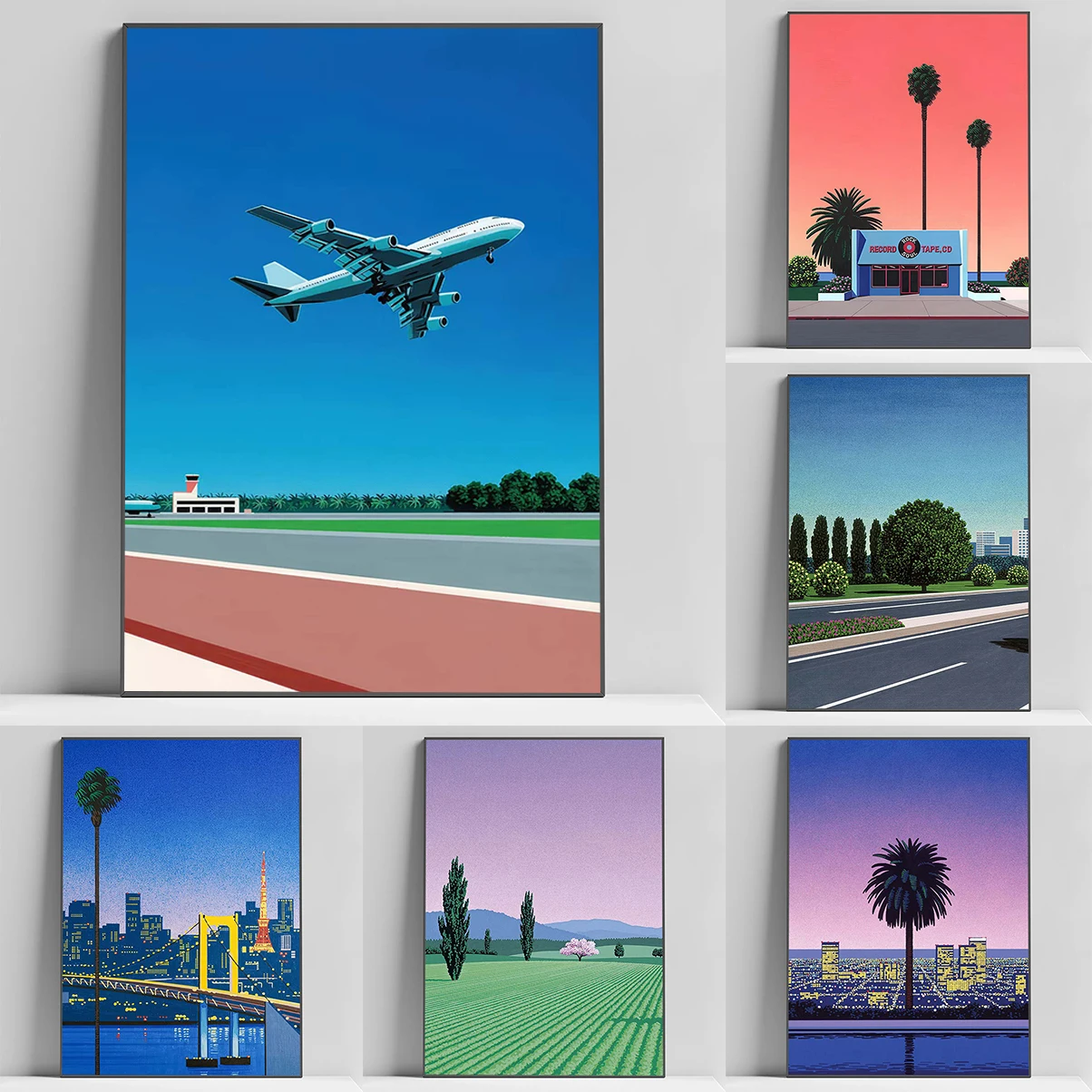 

Classroom Decorations for Home Hiroshi Nagai Vaporwave Japan Beach City Summer Wall Art Canvas Painting Prints Poster Room Decor