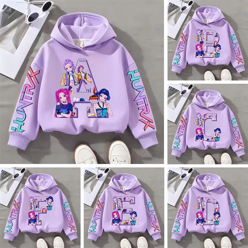 A-Z Letter Children's Hooded Sweatshirt Boys' Sport Shirt Girls' Casual Top Cartoon Print Fall/Winter Long-Sleeved Sweatshirt