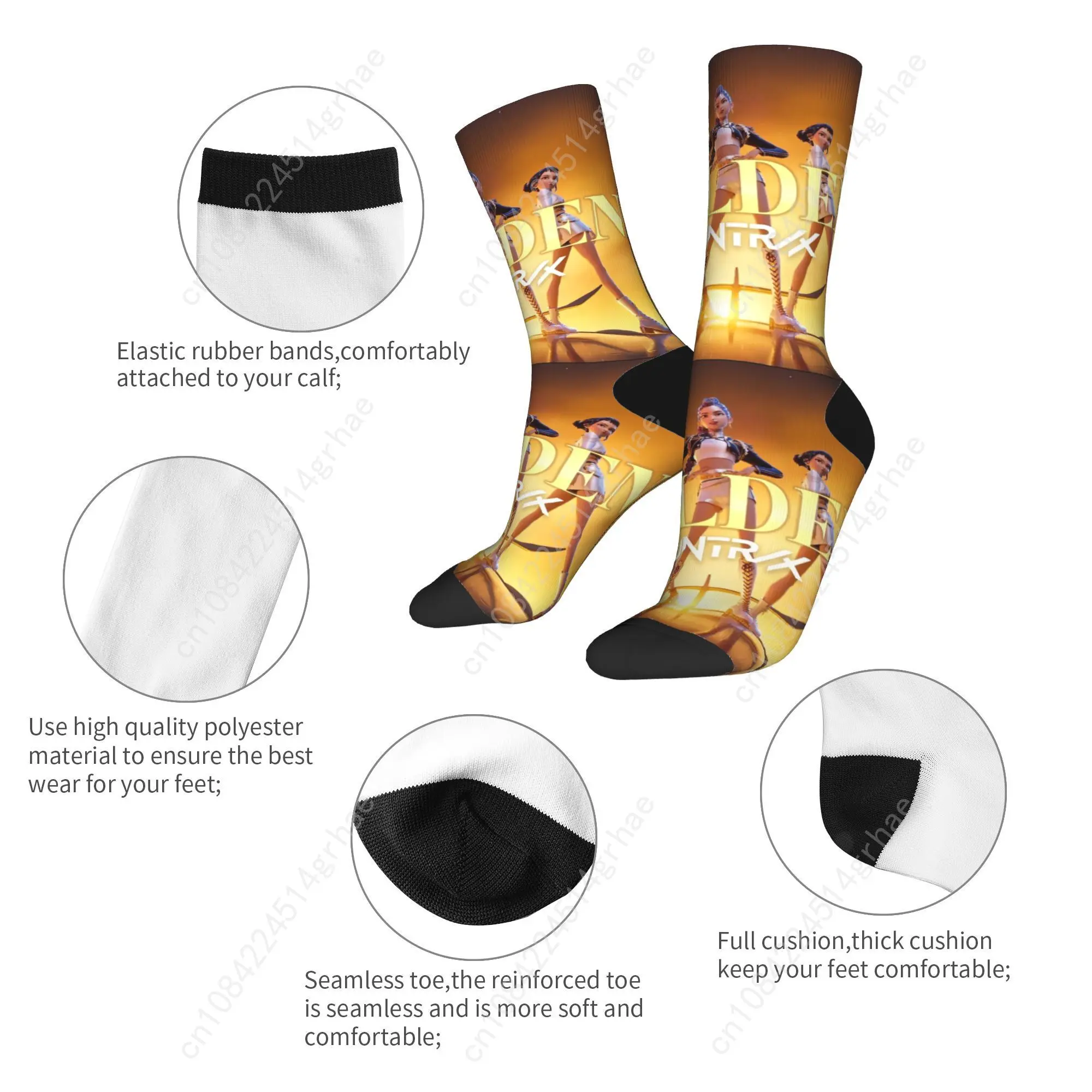 Huntrix Golden Kpop Demon Hunters Calzini Calze antiscivolo Adulti Uomo Calzini da corsa di alta qualità Calzini grafici eleganti primaverili