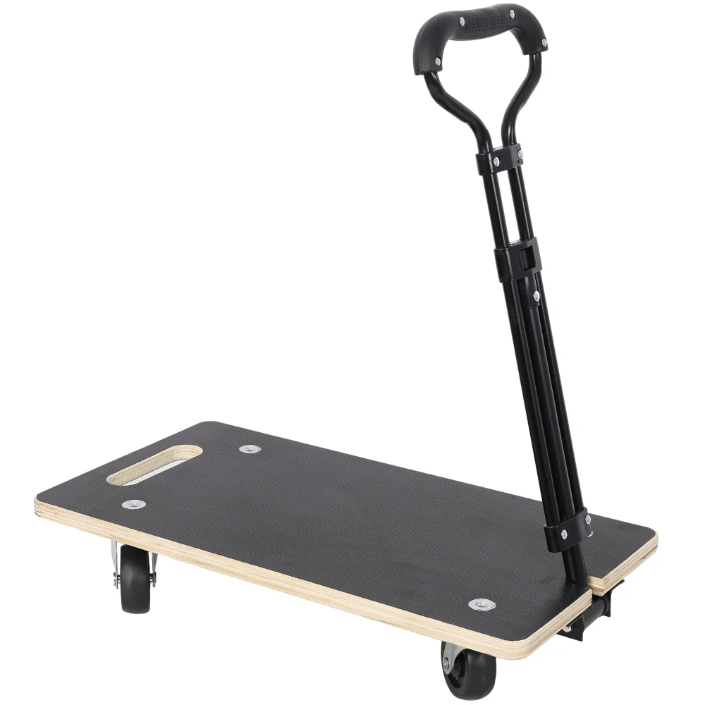 Heavy Duty Wooden Rectangle Moving Dolly with Ergonomic Handle, 440 LBS Load Capacity 3 Inch PP Casters, Multi Purpose Furniture Plant Transport Cart for Heavy Goods Moving