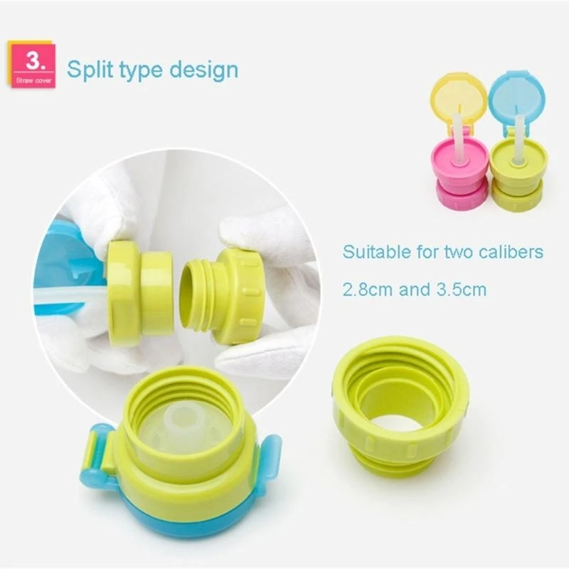 R66D Upgraded Spill Proof Water Bottle Straw Cap Portable Juice SodaBottle Cap