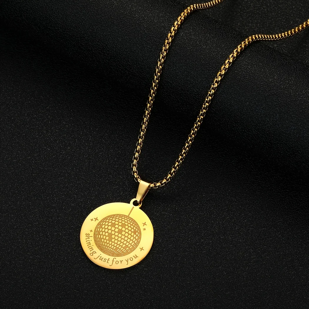 2024 new fashion stainless steel mirror light ball pendant necklace feminine style clavicle chain jewelry anniversary gift