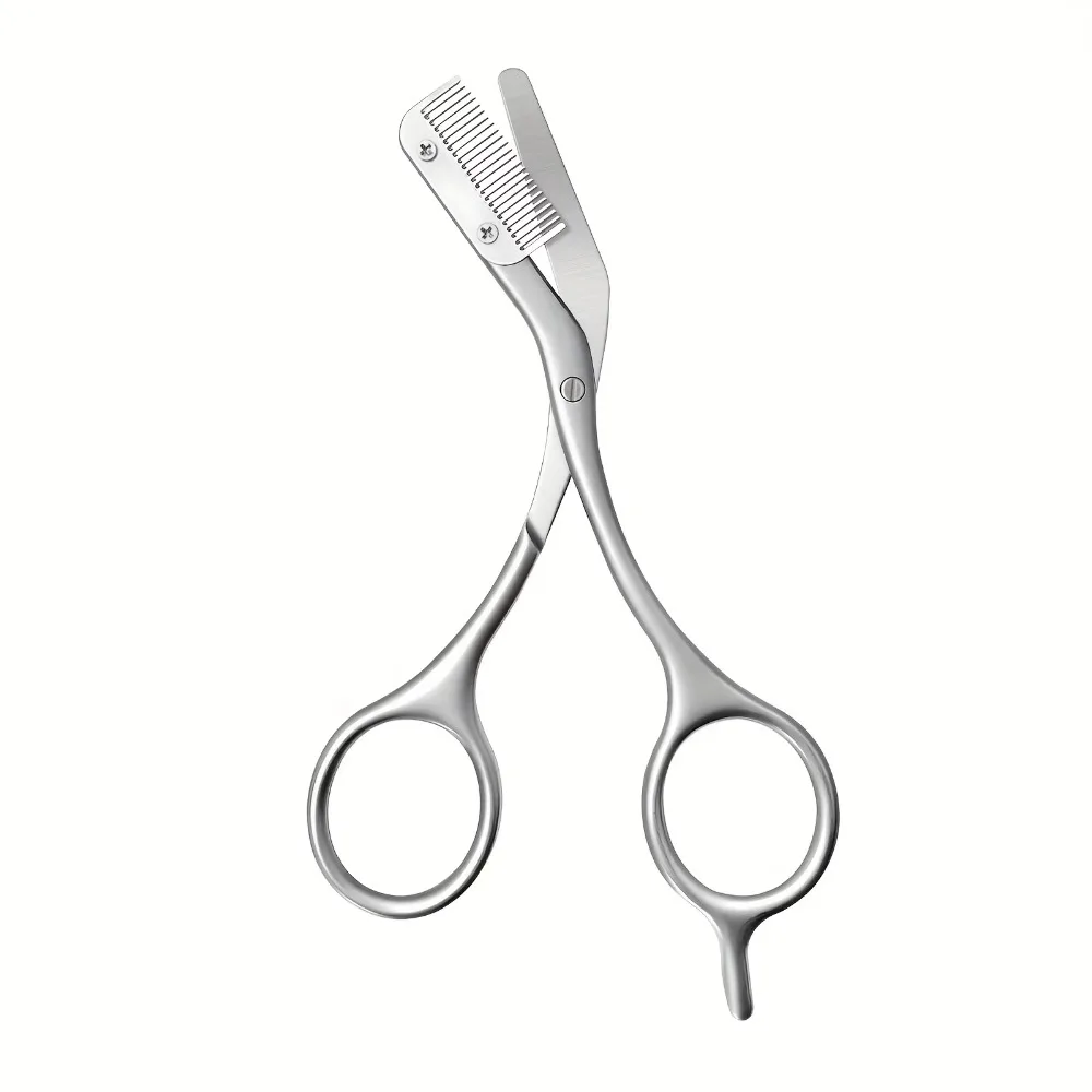 Professional Stainless Steel Eyebrow Scissors Ergonomic Dual-Hand Design with Comb Anti-Allergic Precise Shaping Beauty Grooming