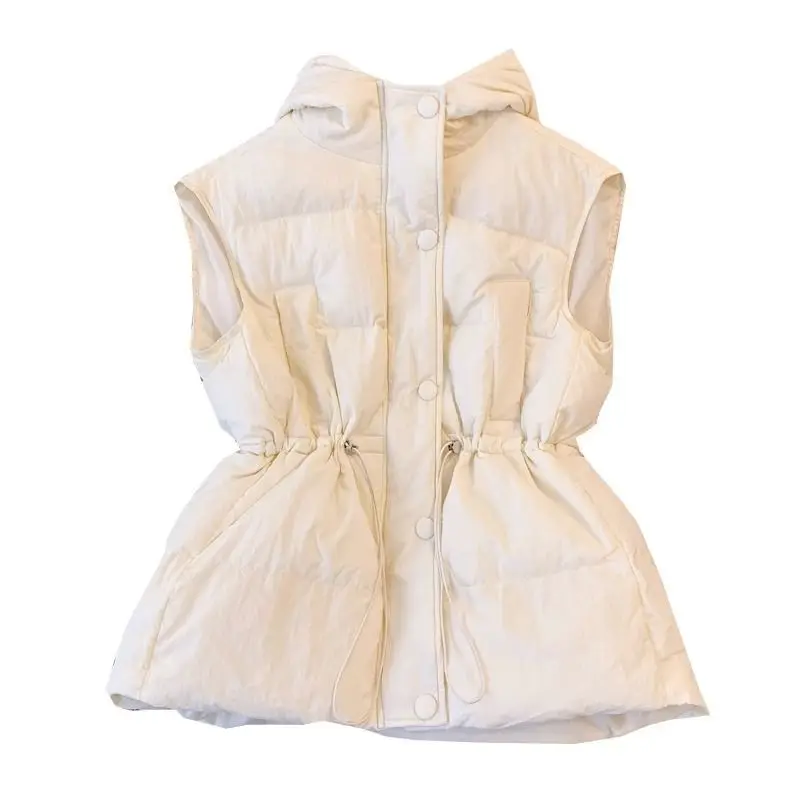 Gilet extra large in cotone da donna, ampio e spesso, caldo ed elegante, dimagrante con giacca per cappello