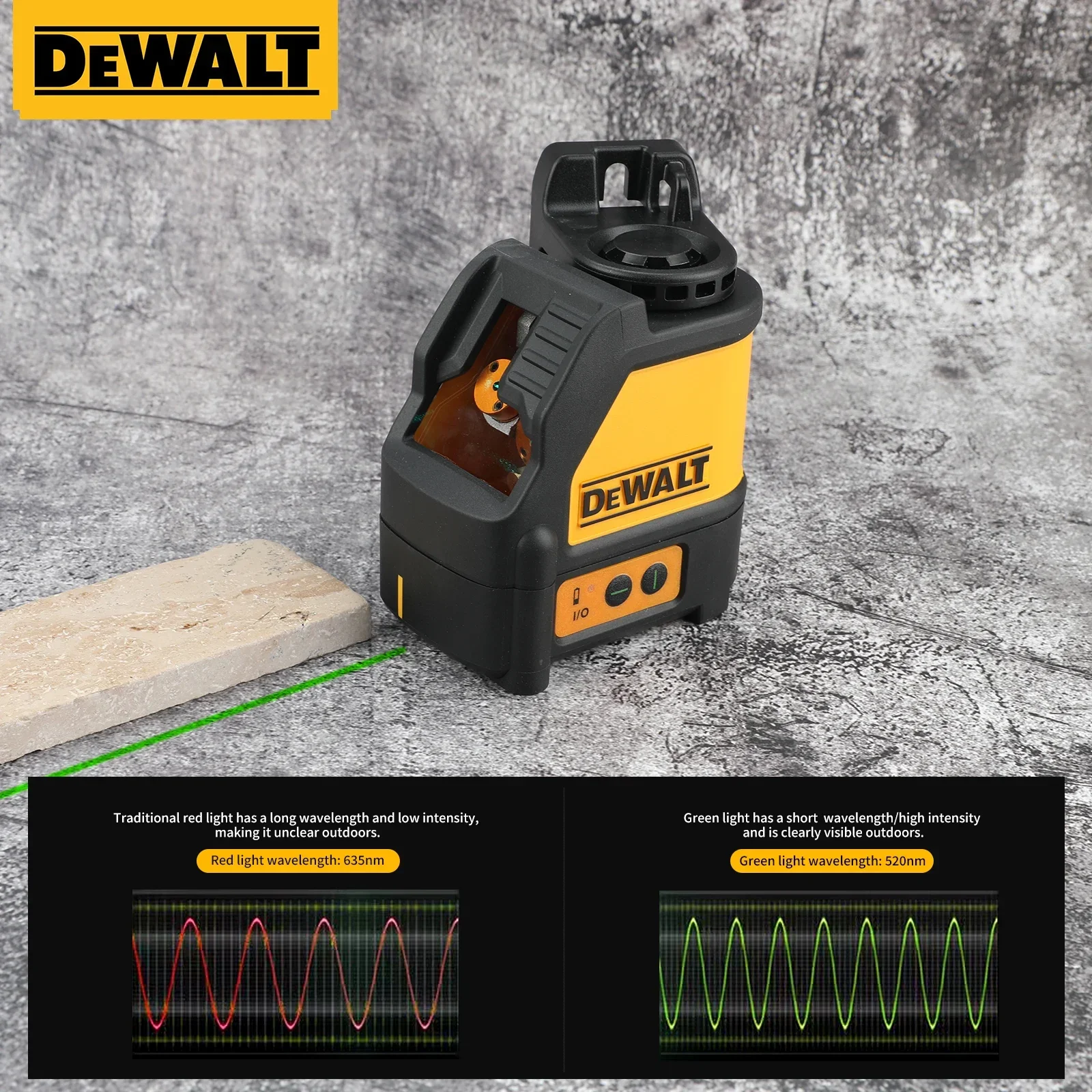 DEWALT مستوى الليزر DW088CG داخلي وخارجي عالي الدقة 2-خطوط ذاتية التسوية شعاع أخضر مستوى الليزر أداة السلطة #5