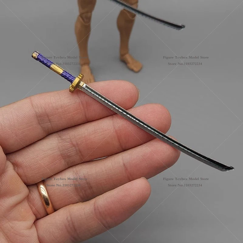 1/12 anime homem soldado mini preto roxo modelo estático espada longa efeito especial acessório para 6 "samurai ronin figura ornamento