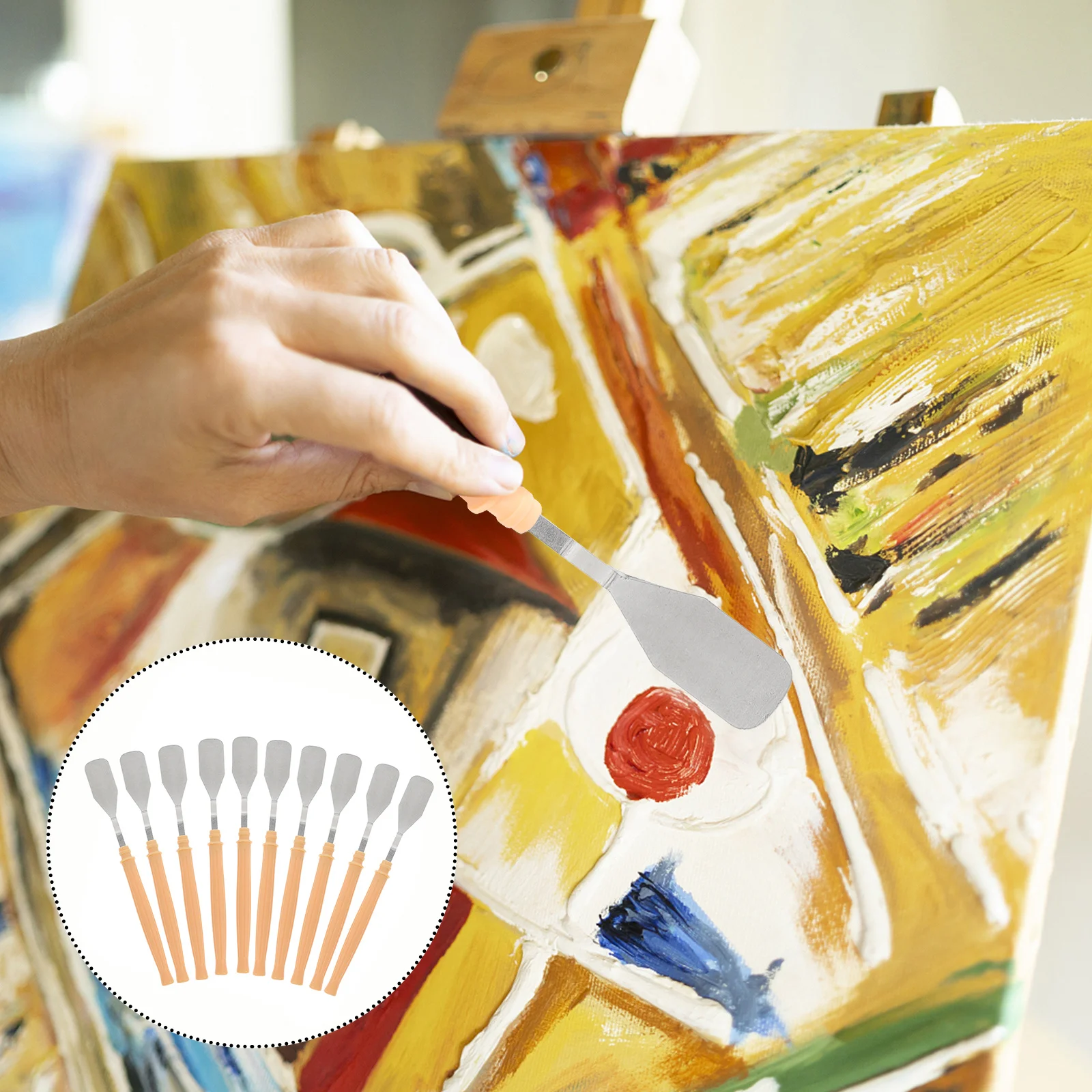 

10Pcs Painting Scraper Color Mixing Tools Set Durable Art Scraper for Oil Gouache Paint Artistic Supplies Color Mixing Tool