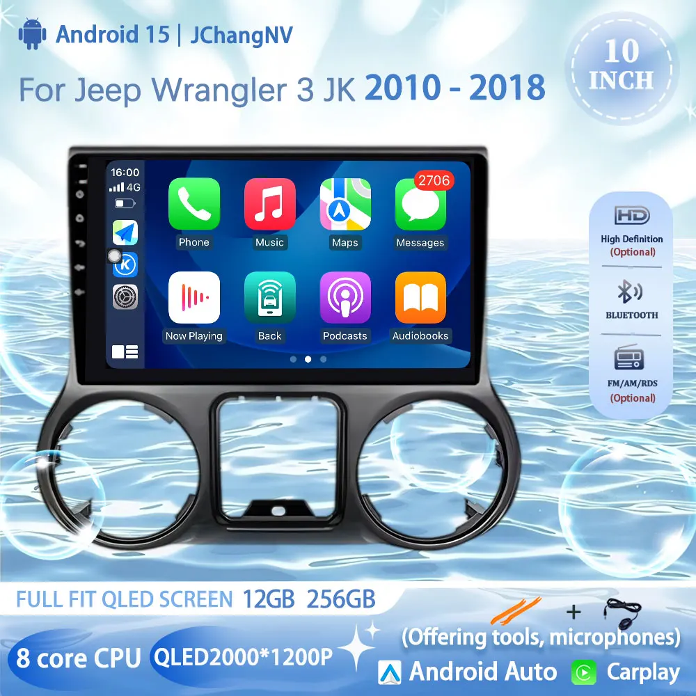 

Android 15 Navigation Video Player Car Radio Multimedia For Jeep Wrangler 3 JK 2010 - 2018 GPS No 2din Head Unit DSP Stereo Auto