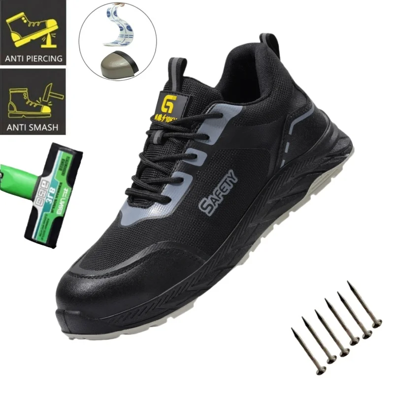 

New Fashion Men Work Sneakers Steel Toe Shoes Safety Shoes Anti-slip Puncture-Proof Work Shoes Indestructible Waterproof Boots