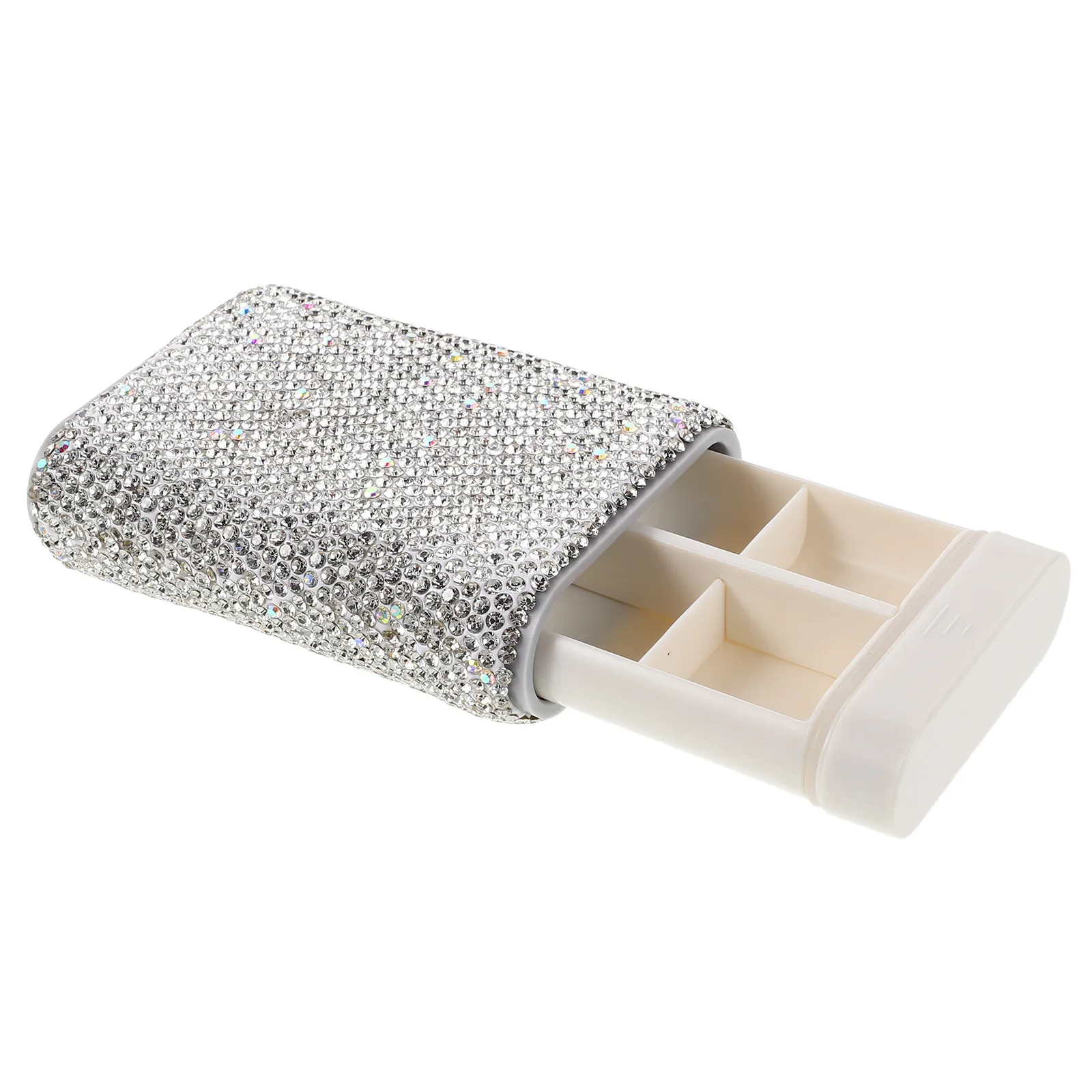 

Коробка для таблеток на 6 отделений со стразами, блестящий органайзер для утреннего, дневного и вечернего приема лекарств, портативный дорожный контейнер для таблеток