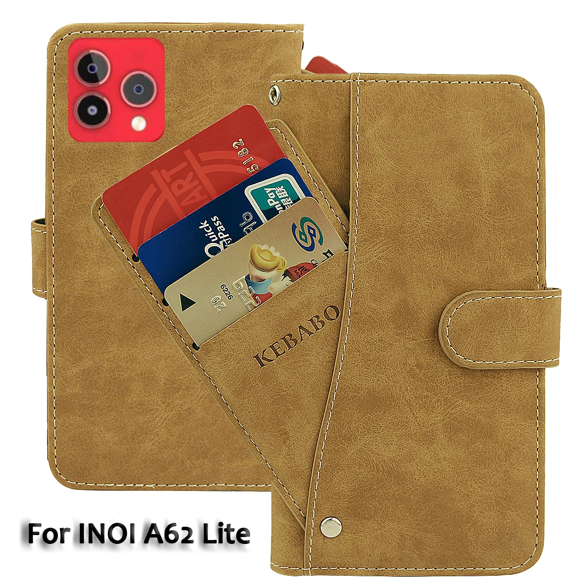 

Vintage Leather Wallet INOI A72 Case 6.5" Flip Luxury Card Slots Cover Magnet Phone Protective Cases Bags