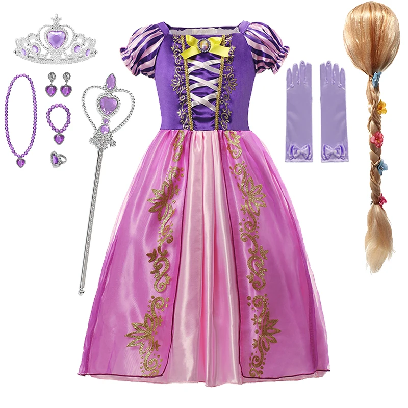 Halloween Disney Girls Rapunzel Princess Dress Children Rapunzel Cosplay Costume Kids Costume Birthday Party Clothings 2-10 Year