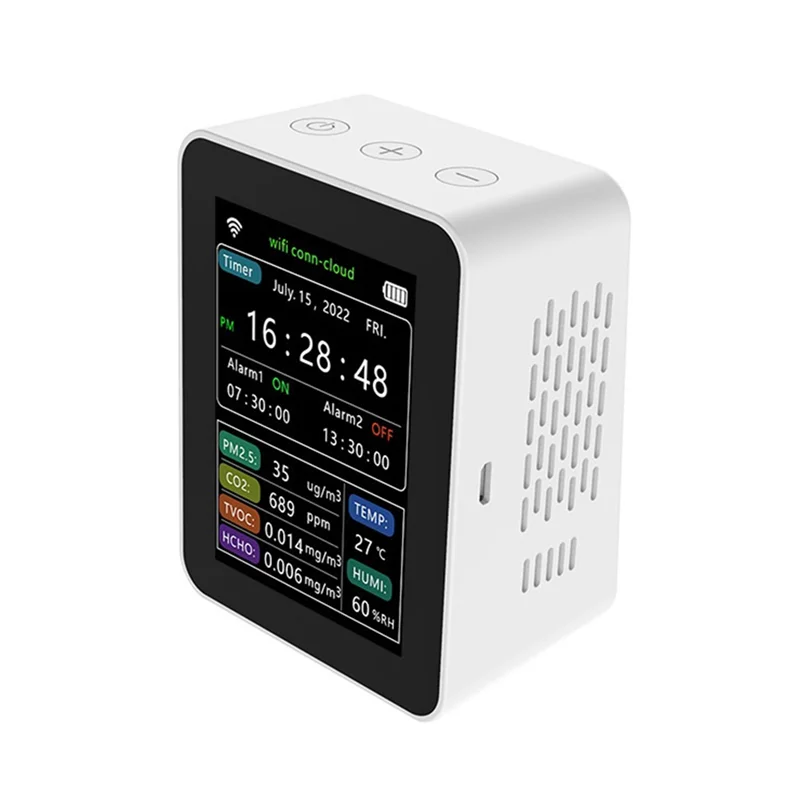 Détecteur de dioxyde de carbone HCHO TVOC CO2 température HUMI détecteur écran LCD application Smart Life blanc-AU47