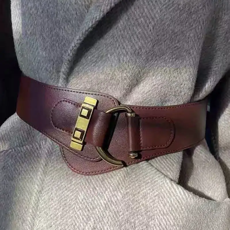 حزام عريض أحمر للسيدات مزخرف من Cummerbunds المرنة لمعطف التنورة، إكسسوارات عتيقة لختم الخصر الأسود للنساء والرجال #2