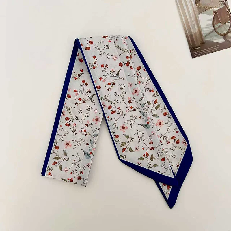 2026 New Arrival Women Vintage Floral Print Skinny Satin Scarf Hair Strip Silk Ribbon Neck Scarves Paisley Bag Handle Ribbon - view 5