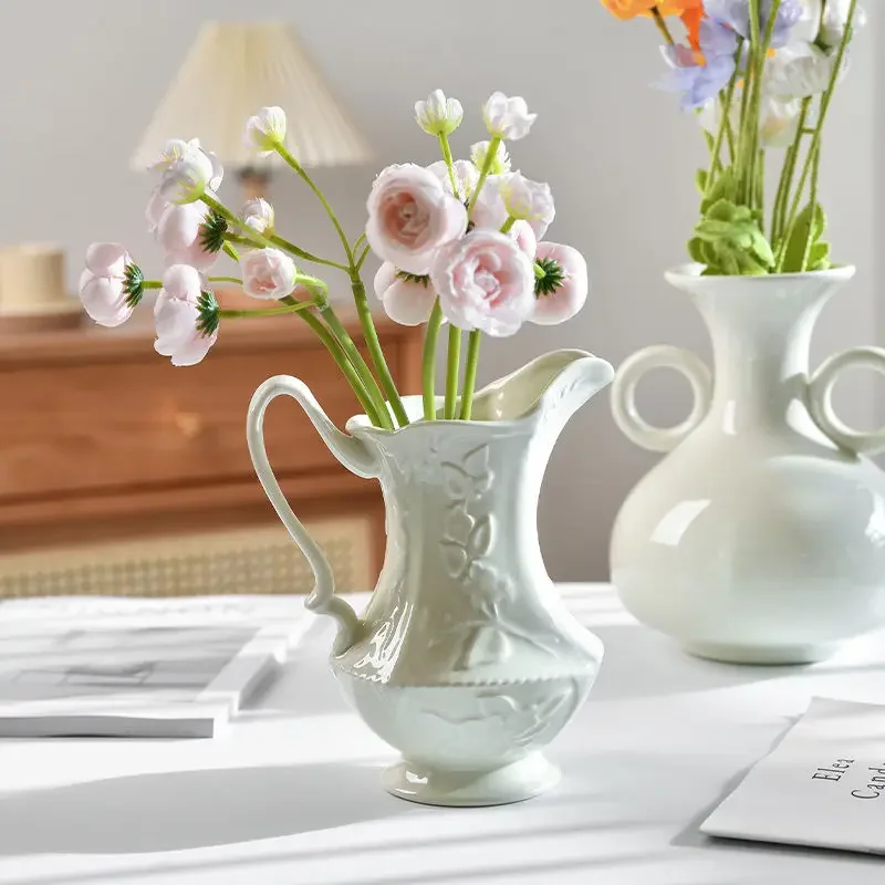 Vase Small Diameter Style Ceramic High Value Light Luxury Dried Flower Arrangement Water Office Decor Home Decoration