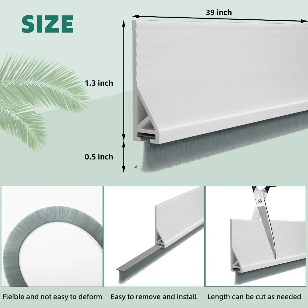 39 "طول شريط عازل للباب مادة السيليكون ذاتية اللصق تحت الباب الفجوة حشو فرشاة تصميم مانع الغبار مسودة الباب سدادة