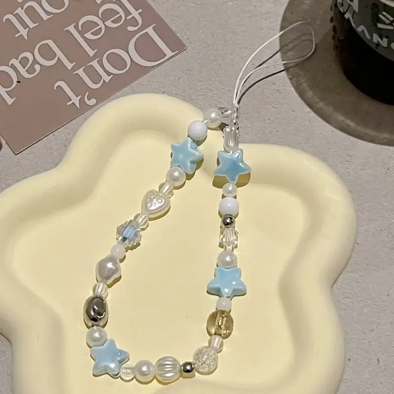 

INS звезда жемчужные бусины телефон наручная цепочка модный кулон универсальные аксессуары браслет подвесная веревка для девочки кулон