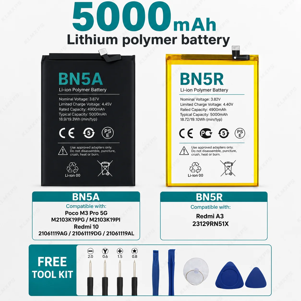 Replacement Phone Battery BN61 BN62 BN57 BN5A BN5R BM5T BN5V BP59 For Xiaomi Poco X3 M3 X6 X7 Pro 5G Redmi A3 A13