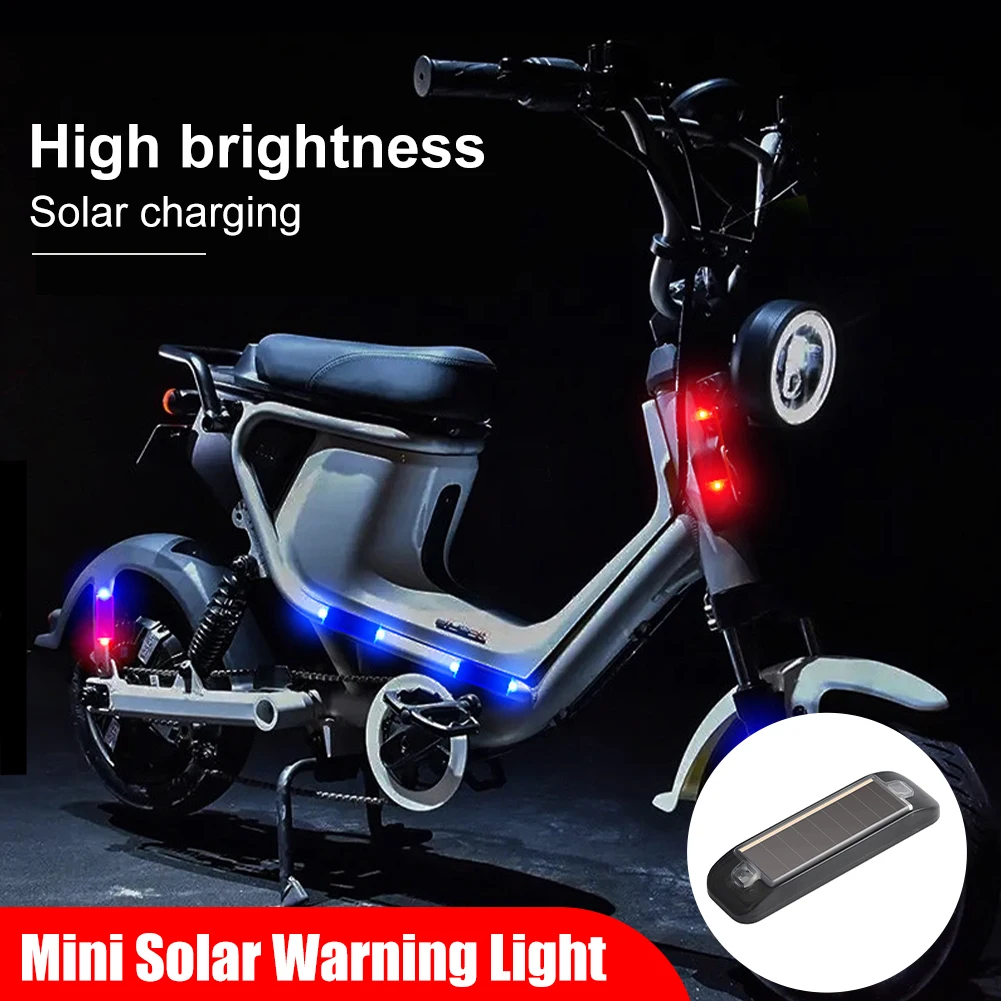 Car Warning Light Solar LED Red And Blue Flash Warning Light Night Anti-Rearend Bicycle Motorcycle Accessories