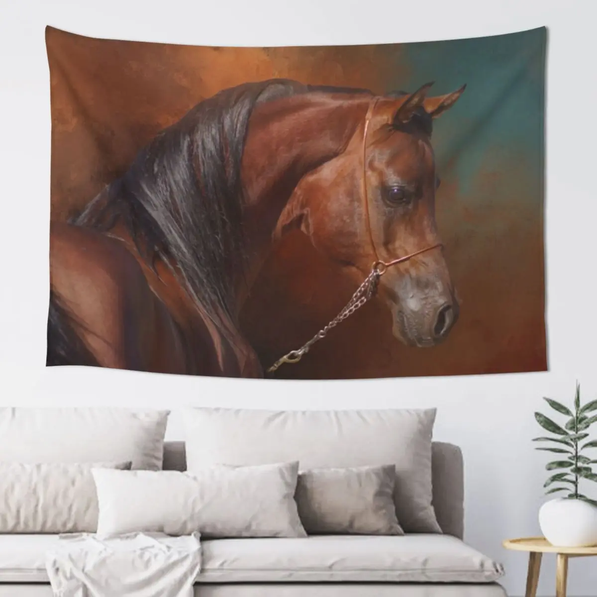 Bay Arabian Stallion Tapestry Mushroom Aesthetic Room Decoration Tapestry