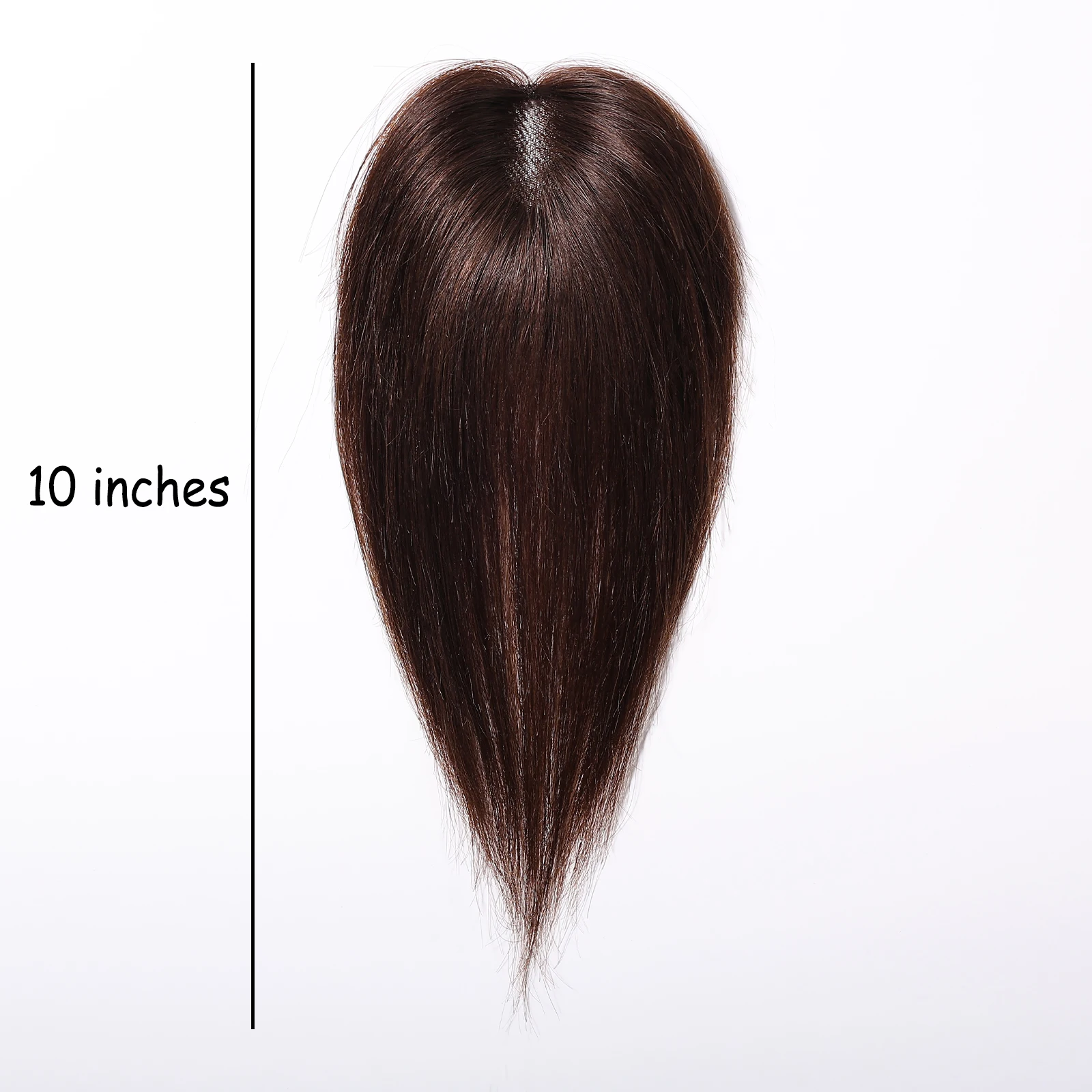 Topper de Cabelo Humano 100% Remy Ombre Castanho de 10 Polegadas com Base de Renda 3x3.5 Polegadas para Mulheres com Cabelo Ralo e Parte Central