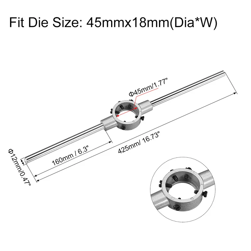 1/2pcs Die Wrench Steel Circular Die Handle Hand Tools for M3-M20 Dies Threading Tools Thread Maker Metric Round Die Holder