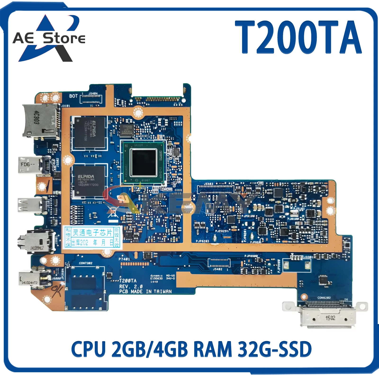 

AE T200TA Notebook Mainboard For ASUS T200TAC T200T Laotop Motherboard With Z3775/Z3795 CPU 2GB/4GB RAM 32G-SSD 100% Test OK