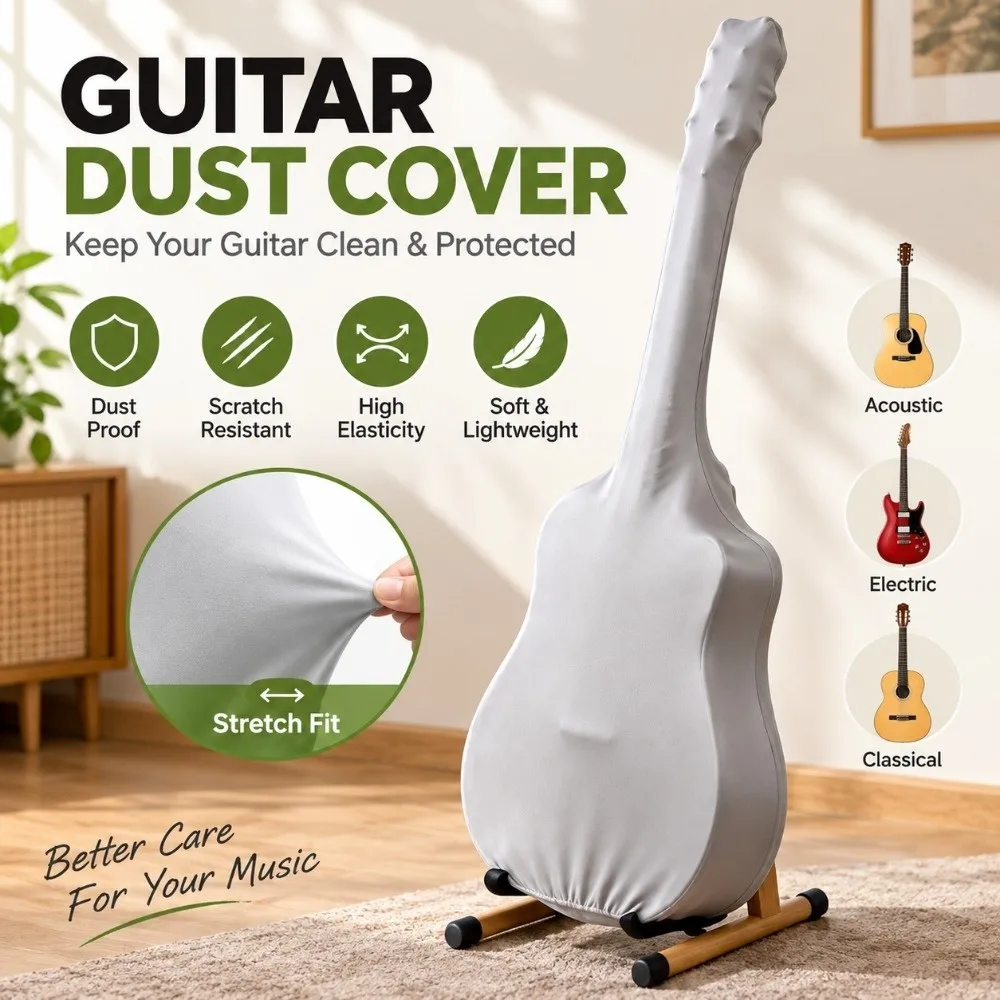 High Elasticity Guitar Dust Cover 36-41Inch Scratch-resistant Storage Case Easy Application Soft Instrument Protective Cover