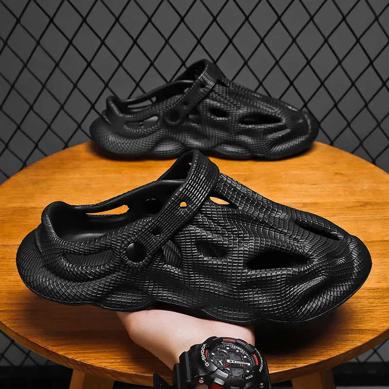 Shevalues Summer New Hollow Sandals For Men Outdoor Fashion Hole Clogs Slippers Men Non-slip Garden Shoes Soft Sole Beach Slides image 5