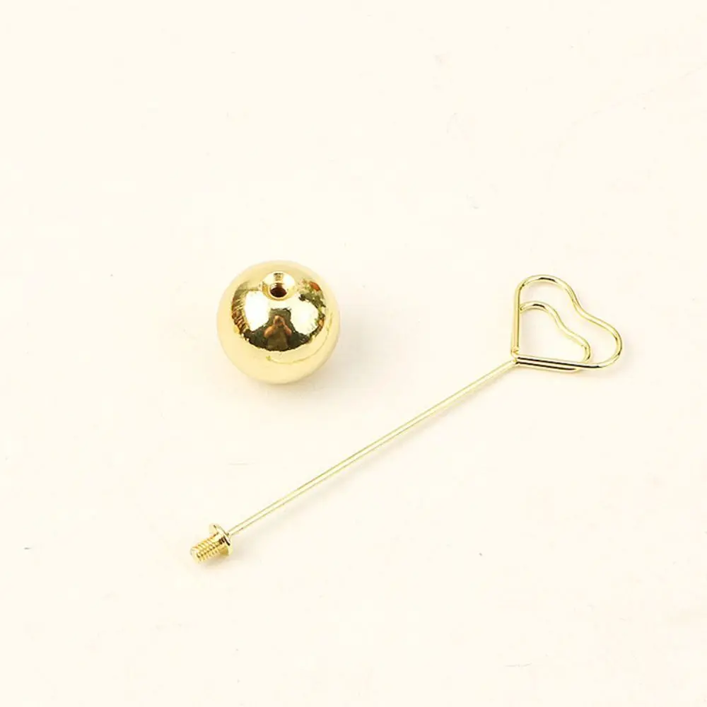 Metal Ball Base Memo Clip Holder Heart Shaped Vertical Desktop Notes Clamp Desktop Decoration Name Card Holder