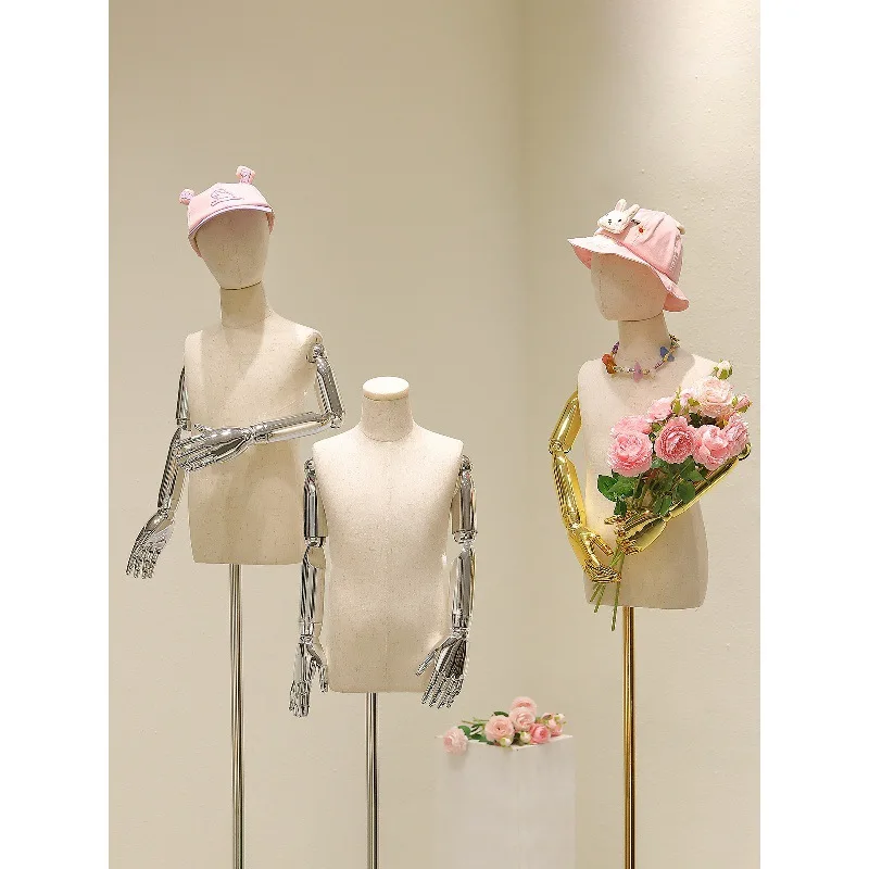 Model bust high-end electroplated men's and women's children's clothing model display rack clothing store window props