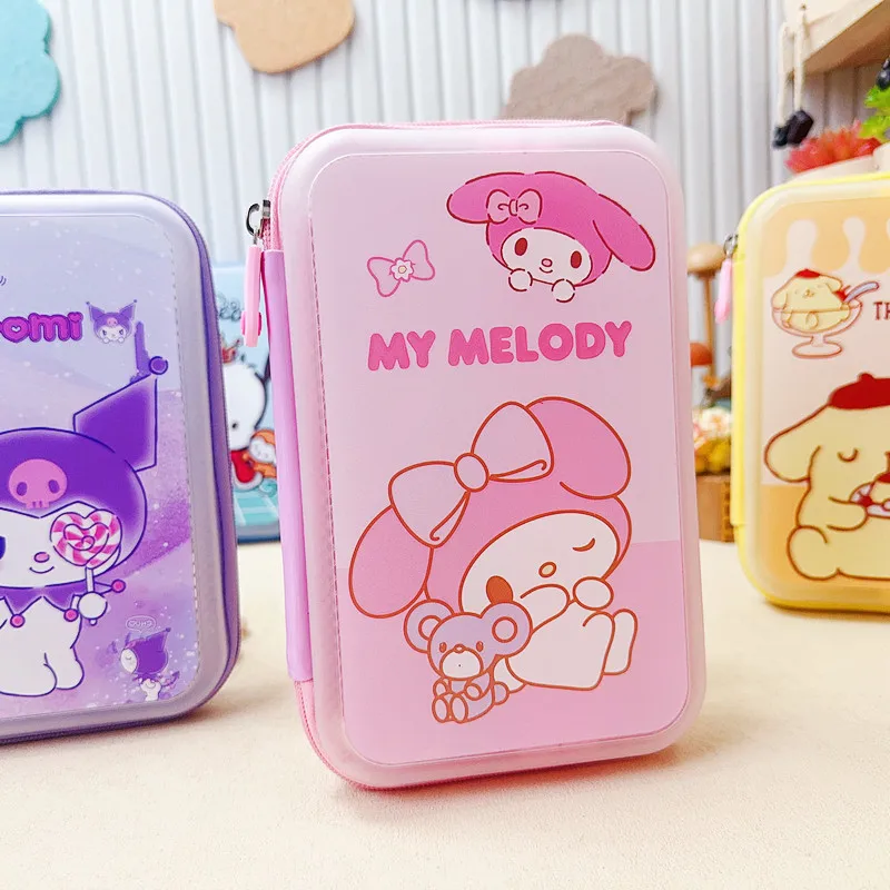 Sanrio tempat pensil Kuromi My Melody Kawaii siswa lucu kartun kapasitas tinggi perlengkapan belajar tas penyimpanan mainan anak perempuan hadiah