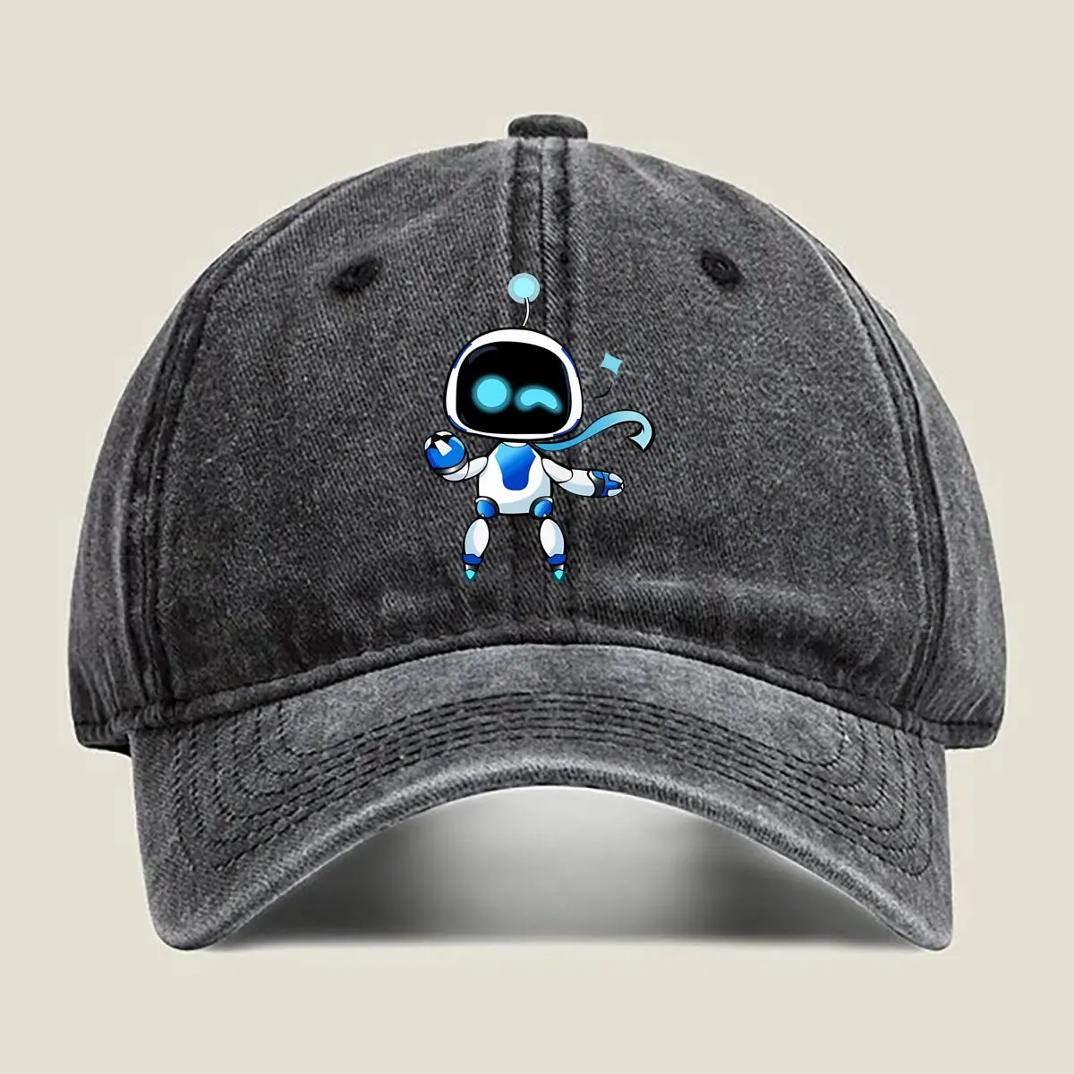 

“Robot Character Whimsical, Tech - Inspired Graphic Art” Washed Baseball Cap