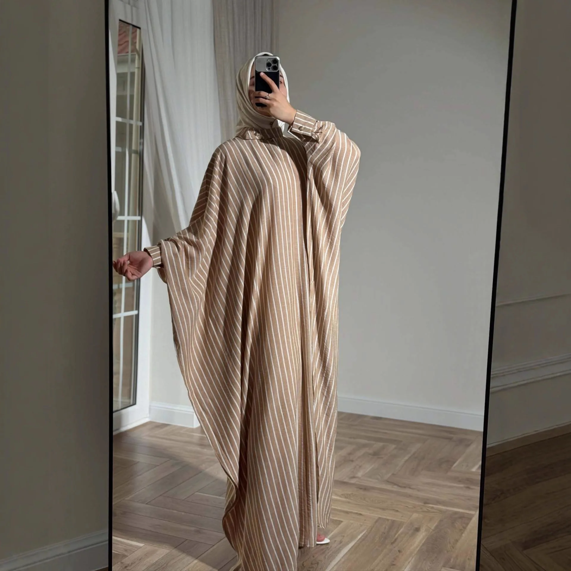 Women Eid Dress Abaya Long Dresses Stripe Print Robe Vestidos Modest Abayas Dubai Saudi Arabic Kaftan Morocco Jalabiya Ramadan