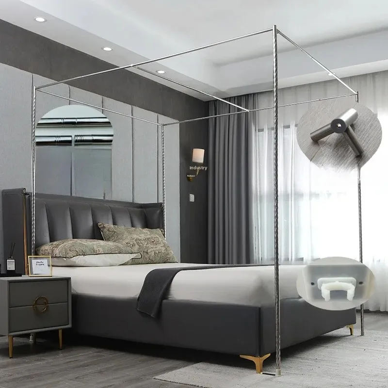 Stainless Steel Mosquito Net Stand Rods Thickened And Strengthened Three Door Opening for 15m 18m Bed Size Household Use