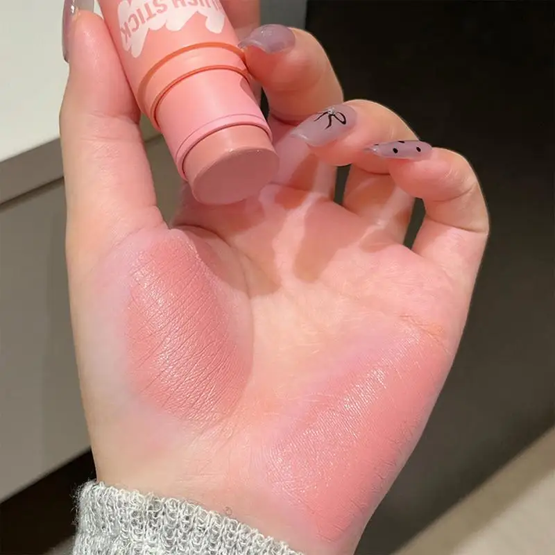 Smooth Blush Stick Double Ended Cheek Tint Highlighting Stick High-End Lip Cheek Tint High Pigment Hydrating Pink Blusher