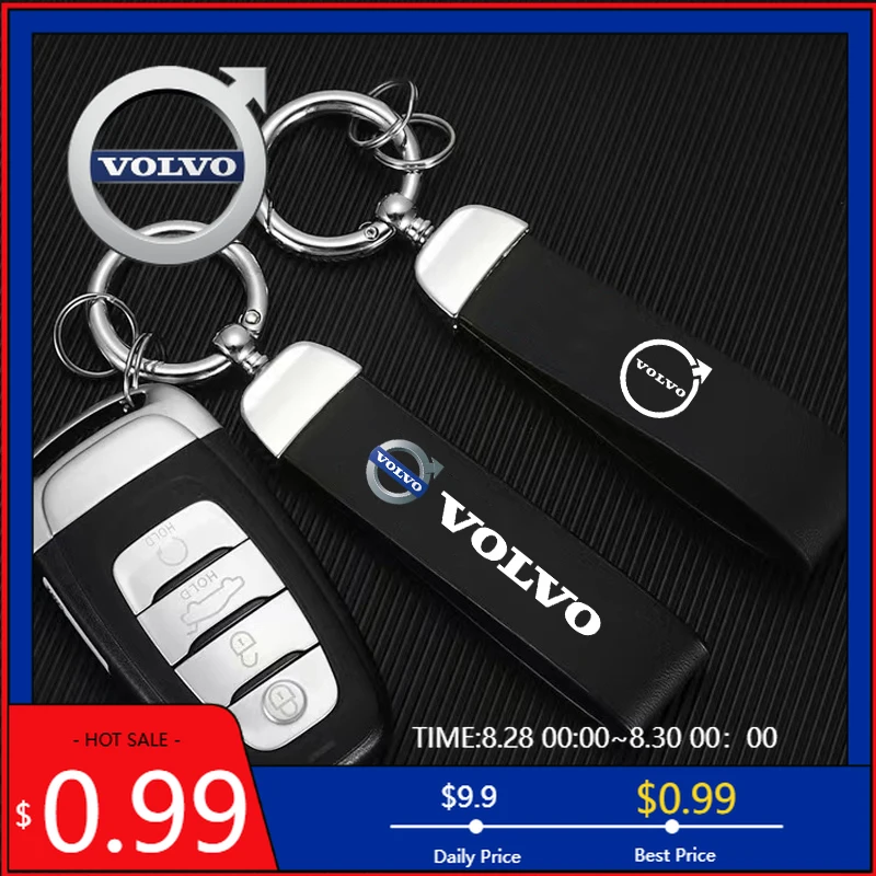 

2026 Hot For Volvo Steering Covers Leather Car Logo Key Chain Keyring Auto Interiors Accessories For Volvo Rdesign V60 V40 XC90