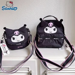 Sanrio Kuromi Zipper Messenger Bag Trend Cartoon Casual Light Slung Shoulder Bag Polyester Kawaii Backpack Girl Birthday Gifts