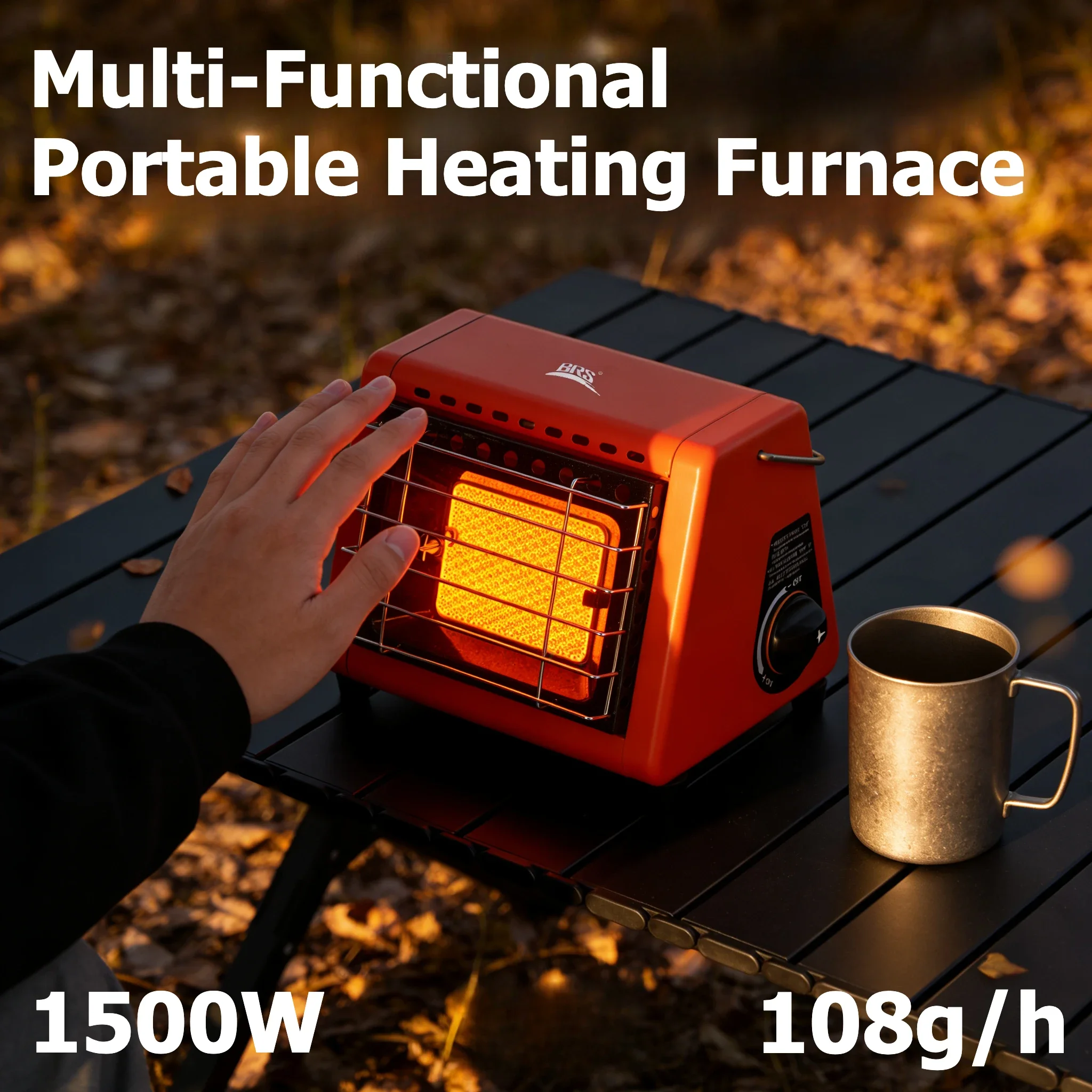 

BRS-H23 Portable Tent Heater 1500W Outdoor Space Butane Heater with Control Valve Infrared Ray Patio Heater for Camping Winter