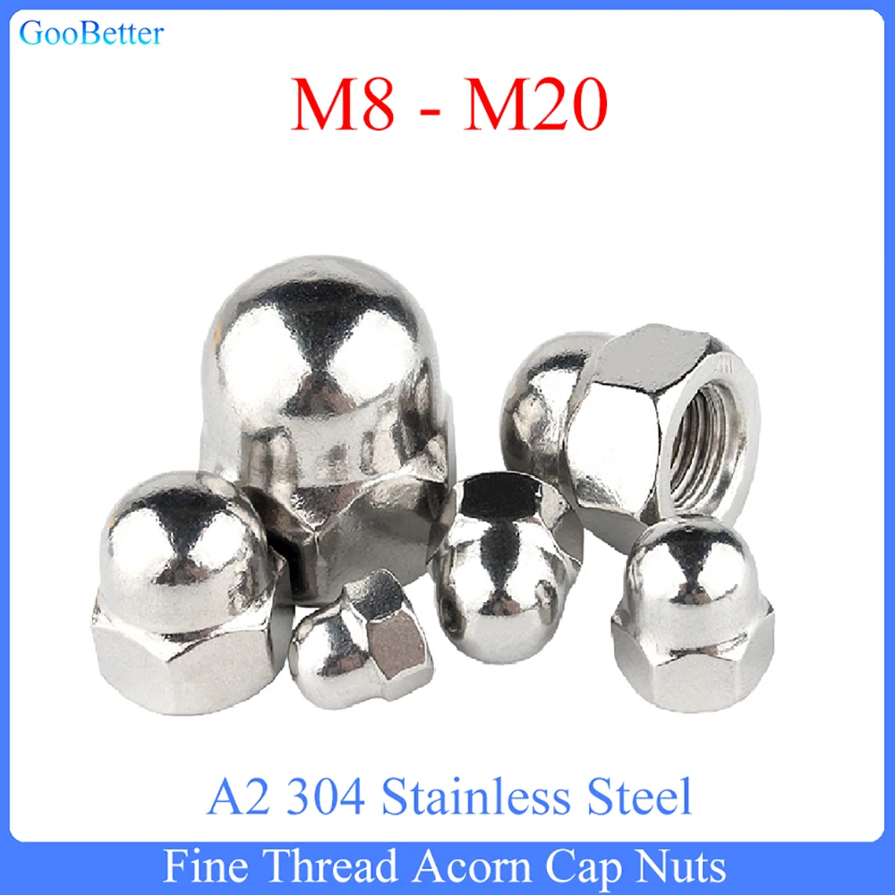 

Fine Thread Acorn Cap Nut M8 M10 M12 M14 M16 M20 A2 304 Stainless Steel Hexagon Dome Acorn Cap Blind Hole Nuts