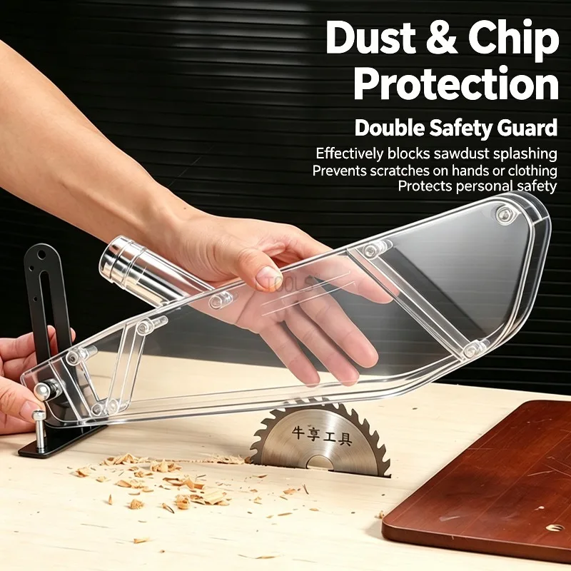 T Clear Table Saw Safety Guard Thick ABS Transparent Saw Blade Cover with Vacuum Port Woodworking Table Saw Protective Accessory