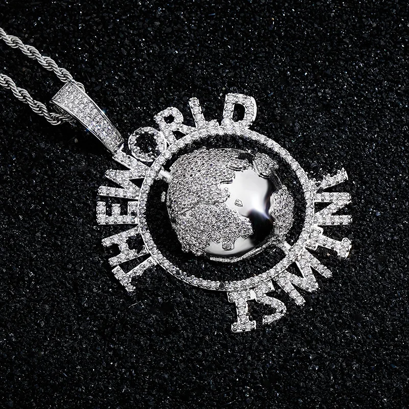 الهيب هوب AAA تشيكوسلوفاكيا حجر معبد بلينغ مثلج خارج العالم Ts الألغام الأرض المعلقات قلادة للرجال مغني الراب مجوهرات قطرة الشحن