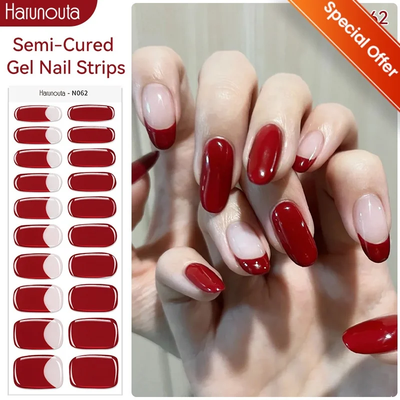 20 conseils enveloppes pour ongles semi-durci rouge sang Halloween noël imperméable longue durée autocollants pour ongles fonctionne avec lampe UV manucure bricolage